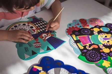 Zestaw kreatywny Do zdrapywania Graficzne zwierzątka 4+, Janod