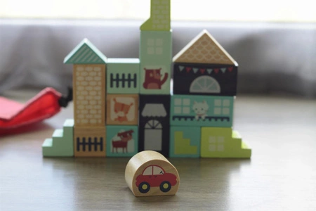 Drewniane klocki z woreczkiem Apli Kids - Miasto