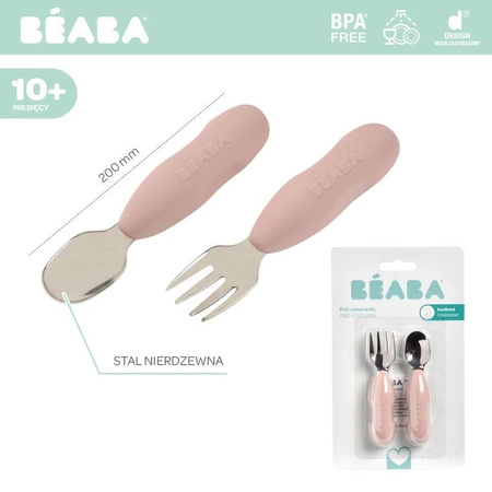 Beaba Zestaw pierwszych sztućców ze stali nierdzewnej Cotton candy