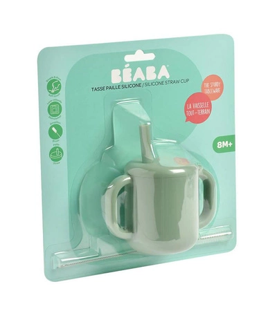 Beaba Silikonowy kubek ze słomką 170 ml Sage green