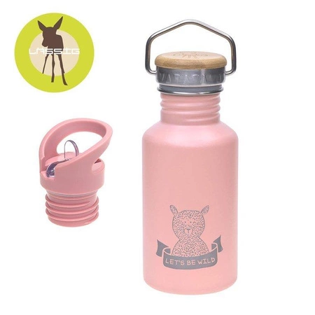 Lassig Butelka - bidon ze stali nierdzewnej z dodatkową zakrętką z ustnikiem 500 ml Adventure rose