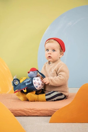 Lilliputiens Przytulanka aktywizująca wielofunkcyjna Samolot Piesek Jules 9 m+