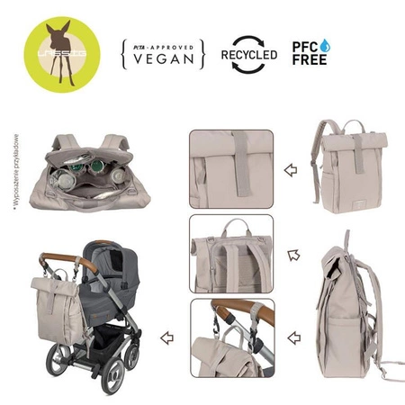 Lassig Green Label Plecak dla mam z akcesoriami Rolltop Up Backpack taupe (Edycja limitowana)