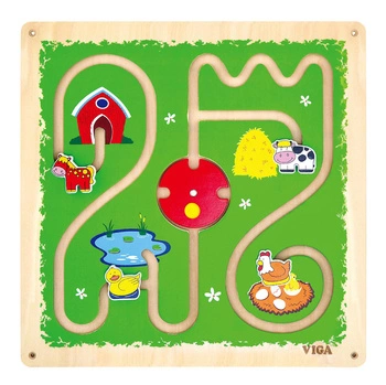 Drewniana Gra ścienna Labirynt Farma Viga Toys