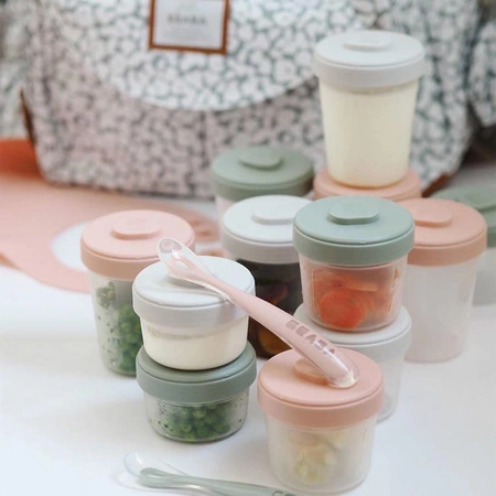 Beaba Zestaw słoiczków Clip 12 szt. (2x90ml, 4x150ml, 6x250ml) + 2 łyżeczki Eucalyptus