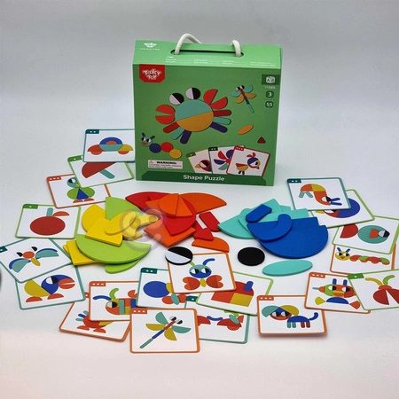 TOOKY TOY Drewniana Układanka Klocki 40 Wzorów do Odtworzenia 55 el. Certyfikat FSC