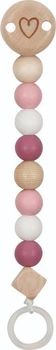 Drewniany łańcuszek do smoczka Serduszko róż i malina 65240-Goki Baby, prezent dla niemowlaka