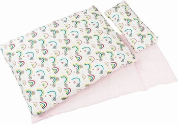 Komplet pościeli do łóżeczka dla lalek wózka Tęcza 51518-Goki, mebelki dla lalek