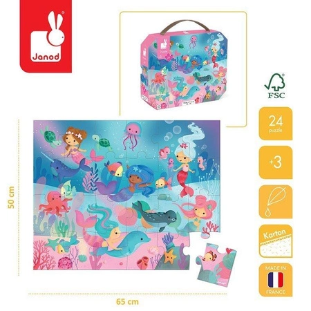 Puzzle w walizce Syreny 24 elementy 3+ Made in France, Janod