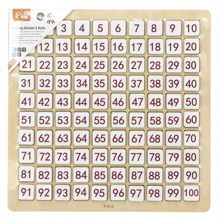 VIGA Drewniana Edukacyjna Tablica Matematyka i Alfabet 100 Elementów Montessori