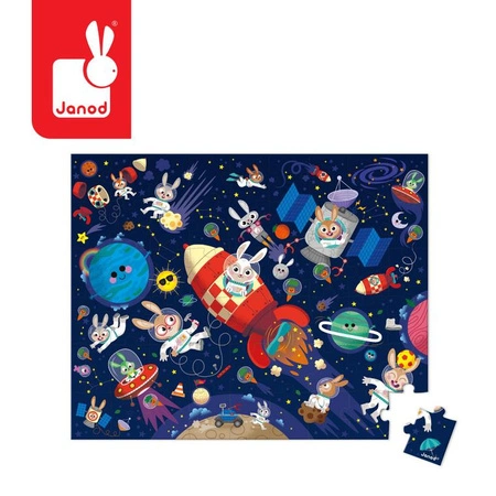 Janod Puzzle w walizce Rakieta kosmiczna 54 elementy 5+