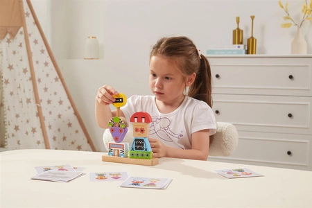 VIGA Układanka Piramidka Roboty + Wzory 8 el.