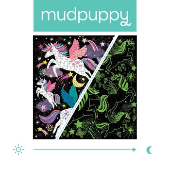 Mudpuppy Puzzle rodzinne świecące w ciemności Jednorożce 300 elementów 7+