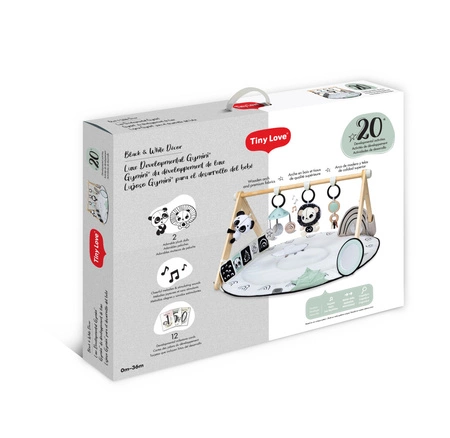 Gimnastyka/mata edukacyjna z drewnianym stojakiem - Décor czarno-biała