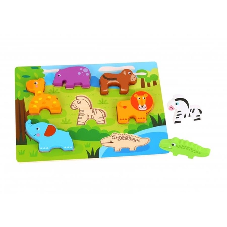 TOOKY TOY Grube Puzzle 3D Montessori Zwierzęta Dopasuj Kształty Układanka