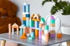 Drewniane klocki 100 szt wiaderko + sorter Ecotoys