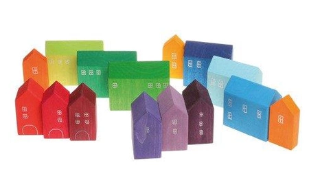 Klocki Domki na ramie, tęczowe, 2+, Grimm's