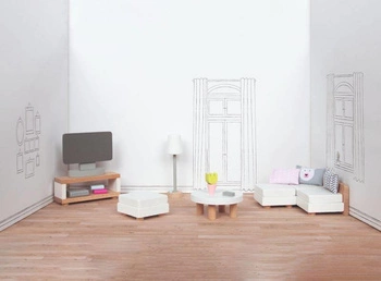 Mebelki dla lalek do salonu 51494-Goki, drewniane mebelki do domku