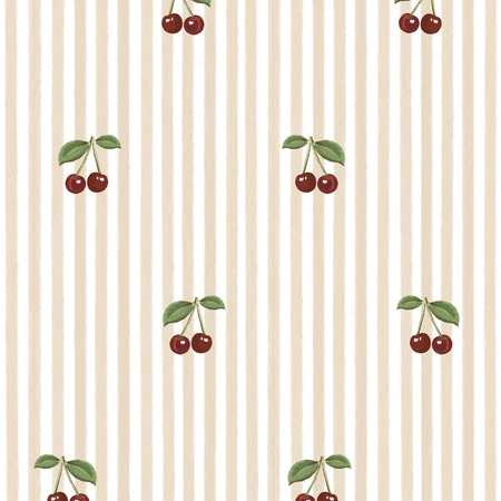 Tapeta Little Cherries on Pink Stripes Dekornik