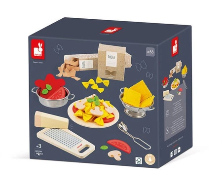 Filcowy zestaw makaronów i akcesoria do przyrządzania włoskiej pasty 3+, Janod