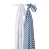 Lulujo Boho Kocyk Muślinowy Fish / Navy Gingham 2 szt.