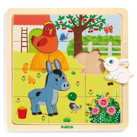 Edukacyjne puzzle drewniane FARMA DJ01814