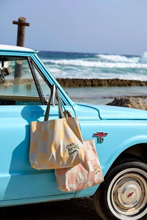 Lassig Torba plażowa 100% bawełna organiczna GOTS Krata vanilla/sea salt