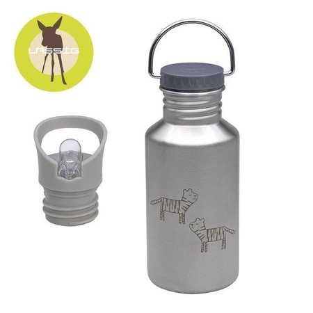 Lassig Butelka - bidon ze stali nierdzewnej z dodatkową zakrętką z ustnikiem 500 ml Safari Tygrys