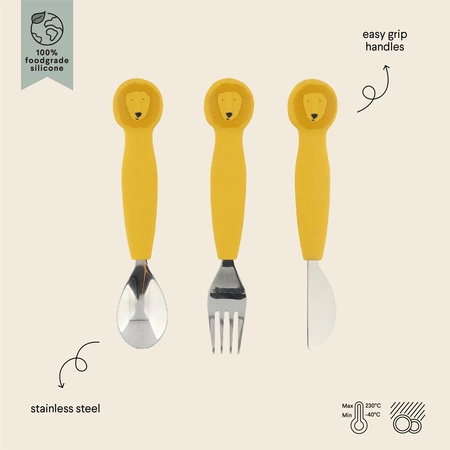 Silikonowy Zestaw Sztućców 3 szt. - Lew