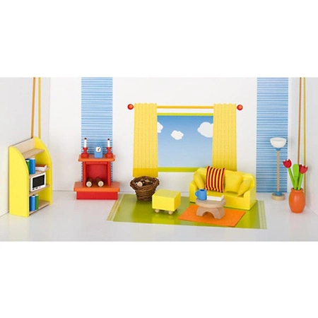 Meble dla lalek salon z kominkiem Goki 51904