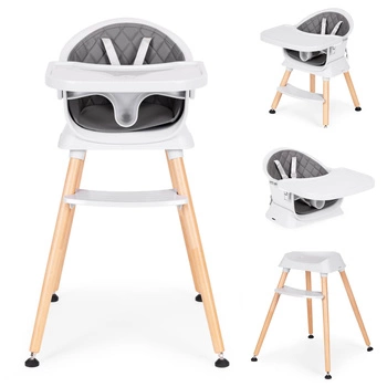 Fotelik krzesełko do karmienia dzieci 6w1 pikowane poszycie tacka szary ECOTOYS