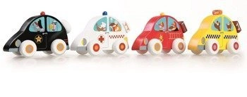 Scratch, 4 Drewniane Samochodziki - Display (12 szt)