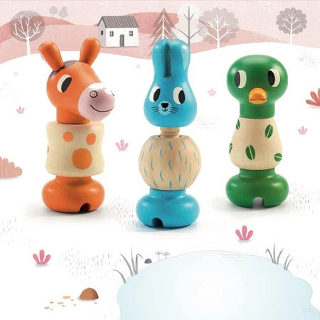 Zestaw drewnianych zwierzątek do skręcania DJ06312