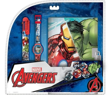 Zestaw zegarek cyfrowy długopis pamiętnik Avengers MV15777