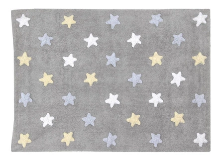 Lorena Canals Dywan bawełniany Tricolor Star Gris/Azul 120 x 160 cm