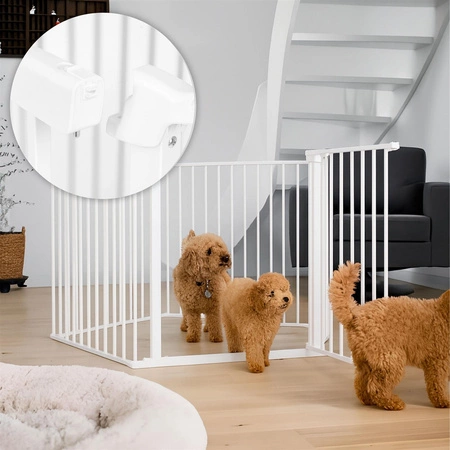 Bramka kojec barierka ochronna dla dzieci i zwierząt 5 paneli 60 cm metal biały ECOTOYS