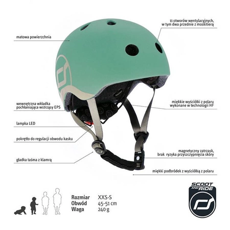 SCOOTANDRIDE Kask XXS-S dla dzieci 1-5 lat Forest
