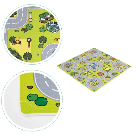 Duża mata piankowa EVA dla dzieci Miasto 90,5x90,5 cm 21 el. ECOTOYS