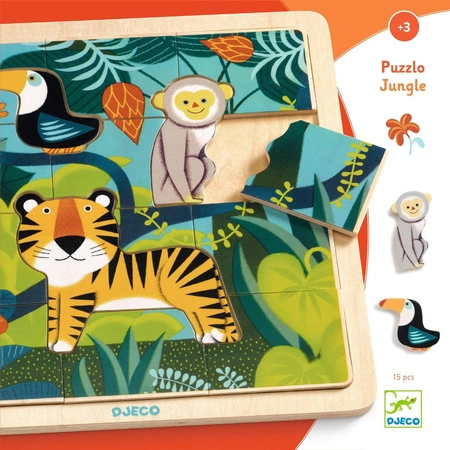 Edukacyjne puzzle drewniane DŻUNGLA DJ01810