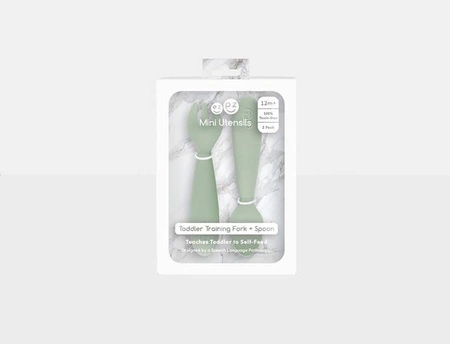 EZPZ Komplet silikonowych sztućców Mini Utensils pastelowa zieleń