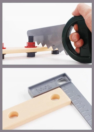 WOOPIE Zestaw Narzędzi Majsterkowicza dla Dzieci Kask Piła Śrubki 21 el.