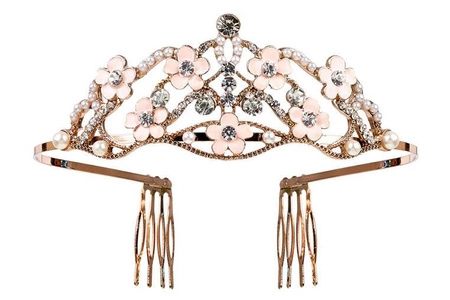 Souza! Tiara wsuwana z klejnotami i kwiatami złota Susanne
