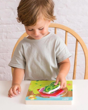 Drewniane puzzle z warstwami Apli Kids - Żółw 2+