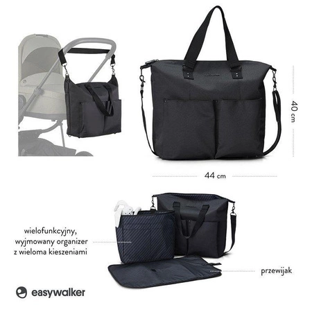 Easywalker Torba do wózka z przewijakiem i organizerem Jet Black uniwersalna