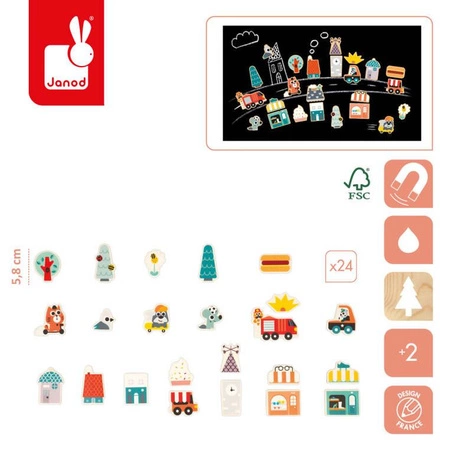 Magnesy Miasto 24 szt. 2+, Janod