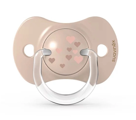 Smoczek Fizjologiczny beżowe serce 0-6 Suavinex
