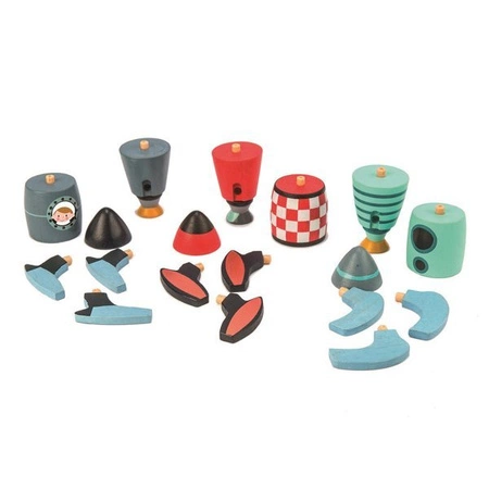 Drewniane rakiety kosmiczne, zabawka konstrukcyjna, Tender Leaf Toys