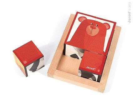 Klocki drewniane 6 elementów puzzle Baby Forest, Janod