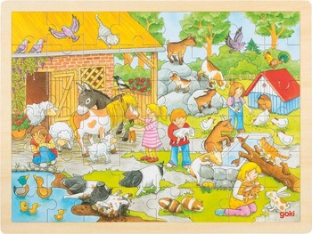 Drewniane puzzle dla dzieci Wiejski klimat 57685- Goki, układanki dla dzieci