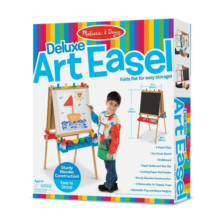 Drewniana tablica edukacyjna i sztaluga z regulacją Deluxe Melissa & Doug 11282 drewniane tablice edukacyjne